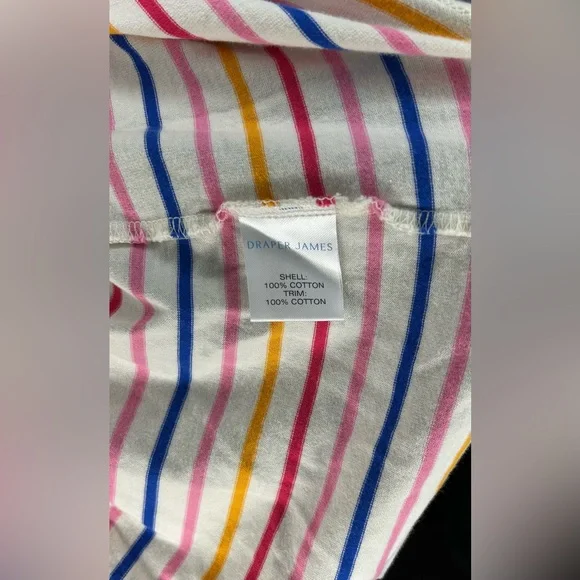 Women’s Draper James Pink Blue Striped Short Sleeve Blouse Designer Small - Picture 4 of 4